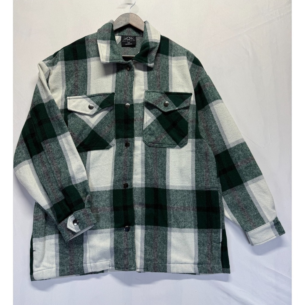 HFX Flannel Shacket Womens Medium Multicolor Plaid Snap Front Outdoor Winter